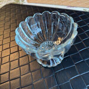 Clear Glass Ribbed Small Bowl Footed 3 1/2" x 3 1/2" New